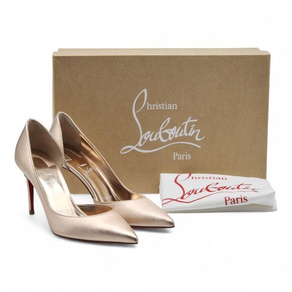 Christian Louboutin Iriza Pumps 85 - Metallic Leather - Gold - 34.5 4 US $845 - Picture 1 of 13